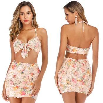 Floral Mesh Sequin Dress Women Two Piece Summer Vacation Outfits Sexy Halter Backless Bodycon Mini Dress Chic Clubwear
Floral Mesh Sequin Dress Women Two Piece Summer Vacation Outfits Sexy Halter Backless Bodycon Mini Dress Chic Clubwear