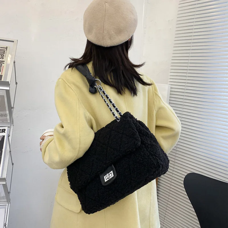 Winter Soft Lambswool Handbags For Women 2021 Chain Totes Women's Shoulder Crossbody Bags Hand Bag And Purses Lady Messenger Bag Winter Soft Lambswool Handbags For Women 2021 Chain Totes Women's Shoulder Crossbody Bags Hand Bag And Purses Lady Messenger Bag