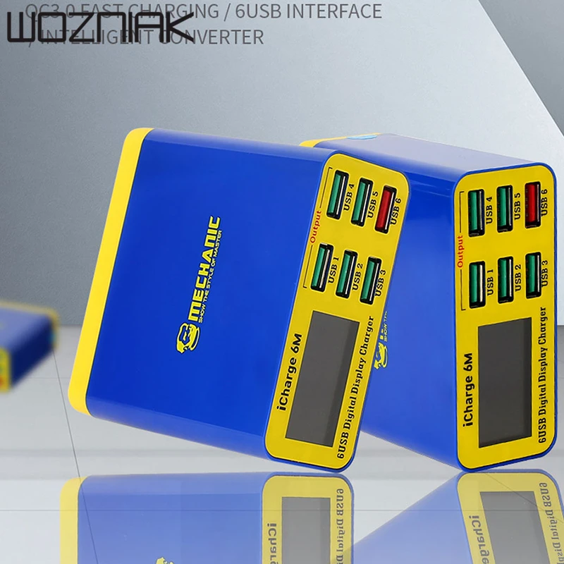Icharge 6M QC 3 0 USB Смарт-зарядка с поддержкой быстрой зарядки ЖК-дисплеем для iPhone HUAWEI
