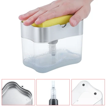 2-in-1 Sponge Rack Soap Dispenser Creative Bathroom Kitchen Sponge Holder Manual Press Liquid Soap Dispenser
2-in-1 Sponge Rack Soap Dispenser Creative Bathroom Kitchen Sponge Holder Manual Press Liquid Soap Dispenser