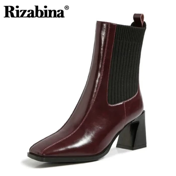 Rizabina Women Short Boots Genuine Leather Fashion High Heel Winter Shoes Woman Square Toe Office Lady Footwear Size 33-40
Rizabina Women Short Boots Genuine Leather Fashion High Heel Winter Shoes Woman Square Toe Office Lady Footwear Size 33-40