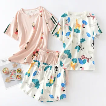 Daeyard Pyjamas Women Cotton 2 Piece Set Overall Print Pijama Mujer Summer Ladies Short Sleeve Pajamas Cute Cartoon Home Clothes 
Daeyard Pyjamas Women Cotton 2 Piece Set Overall Print Pijama Mujer Summer Ladies Short Sleeve Pajamas Cute Cartoon Home Clothes