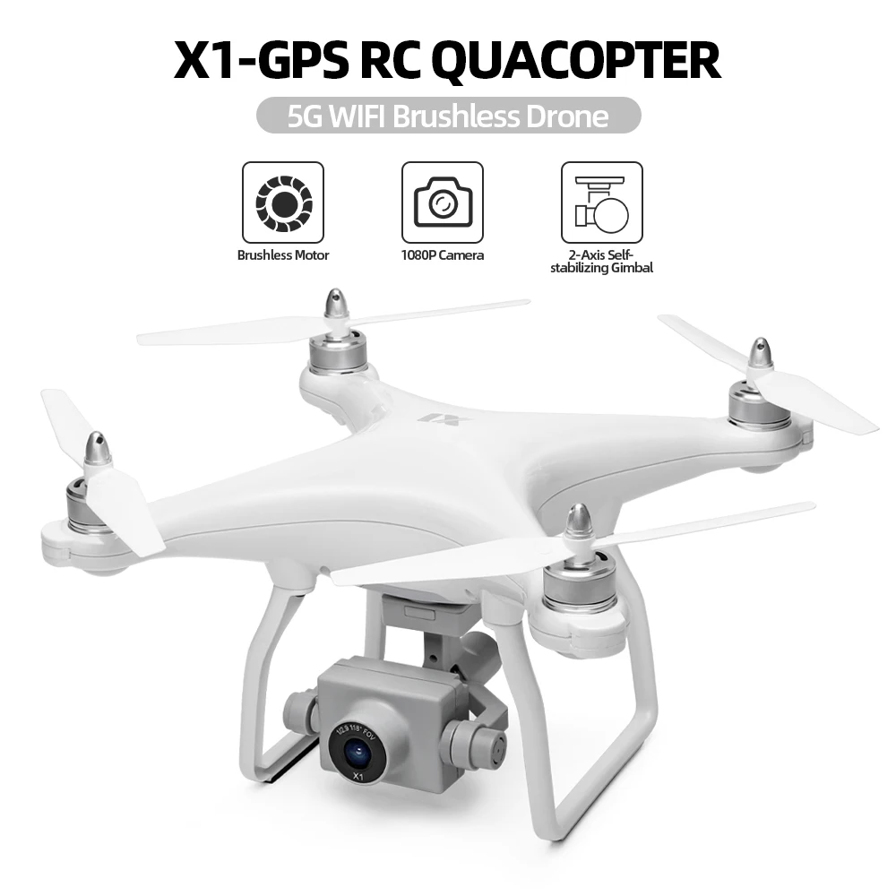 

WLtoys XK X1 Drone with Camera 1080P 2-Axis Self-stabilizing Gimbal GPS Return Brushless Motor 5G Wifi FPV 17 Mins Flight Time