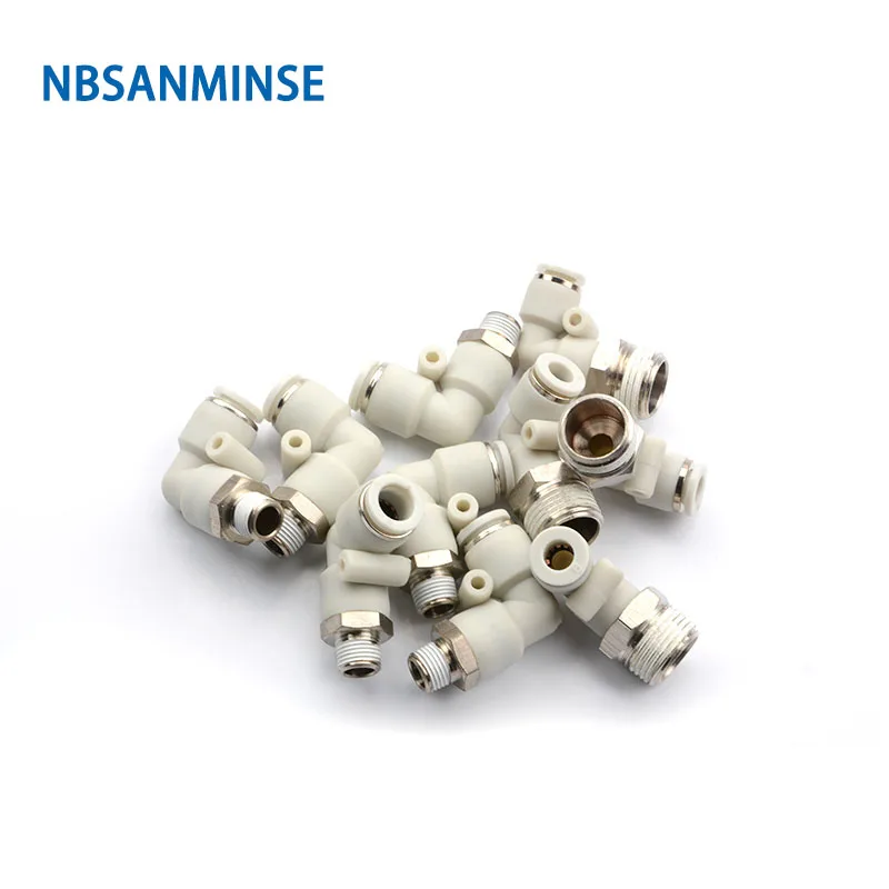 

NBSANMINSE 10Pcs/lot PL Air Fitting M5 M6 1/8 1/4 3/8 1/2 Plastic Push In Air Male Elbow Tube Fitting Pneumatic parts