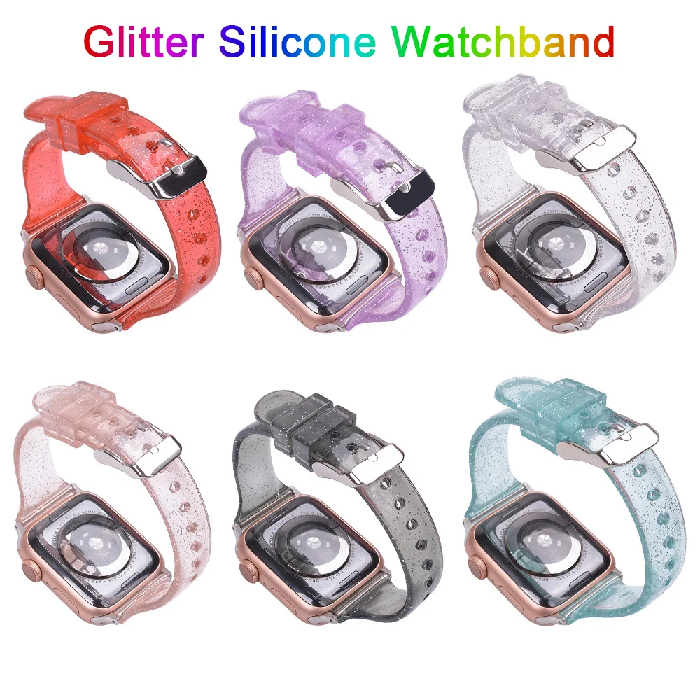 Glitter Silicone Watchband for Apple Watch 5 42mm 44mm 38mm 40mm Slim Transparent Bracelet Band Strap correa for iwatch 5 4 3 2
Glitter Silicone Watchband for Apple Watch 5 42mm 44mm 38mm 40mm Slim Transparent Bracelet Band Strap correa for iwatch 5 4 3 2