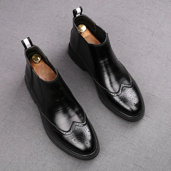 men's casual business wedding formal dress bullock chelsea boots cow leather brogue shoes black ankle boot bota masculinas male
men's casual business wedding formal dress bullock chelsea boots cow leather brogue shoes black ankle boot bota masculinas male