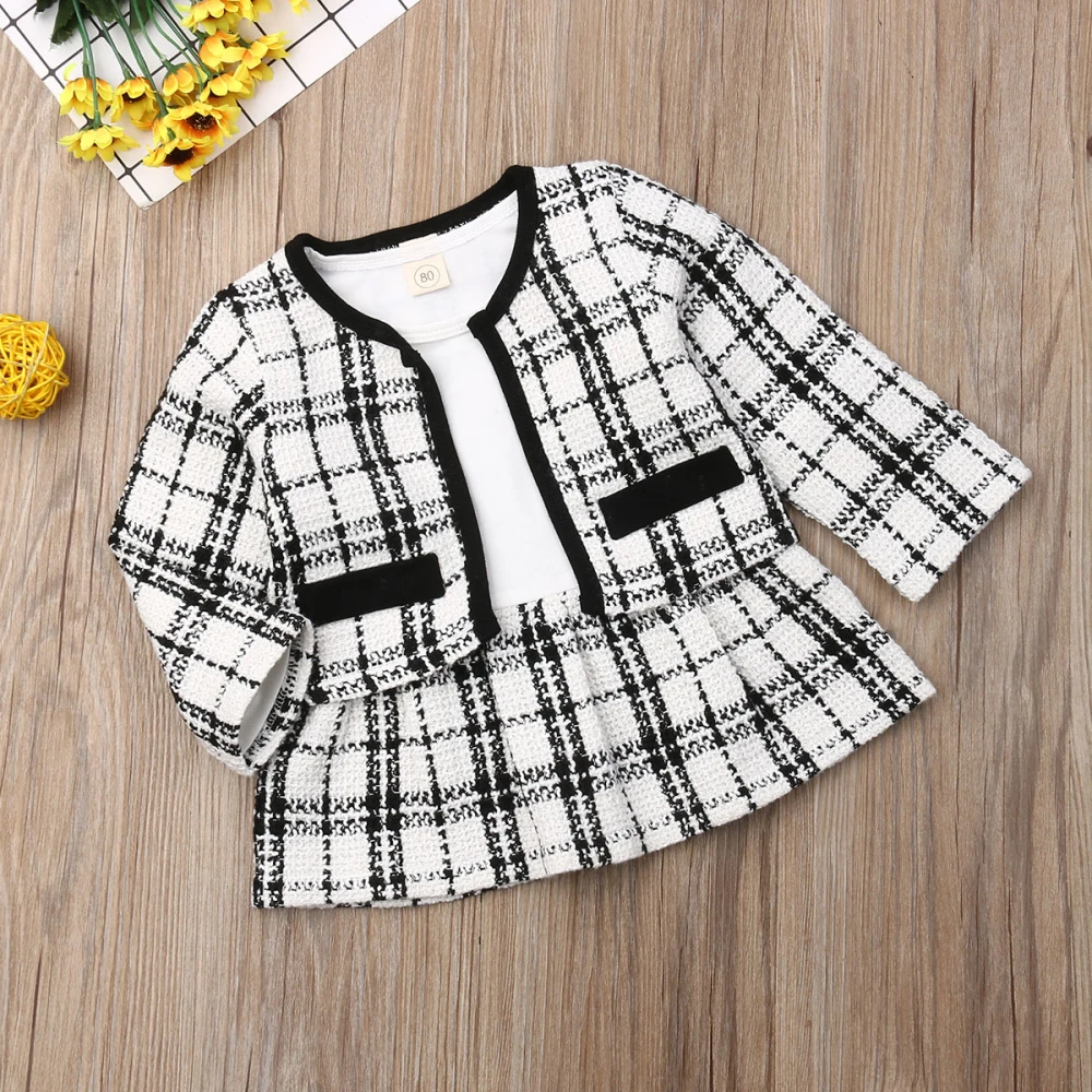 Kids Baby Girl Plaid Coat Toddler Outfits Set JKP4467 Kids Baby Girl Plaid Coat Toddler Outfits Set JKP4467