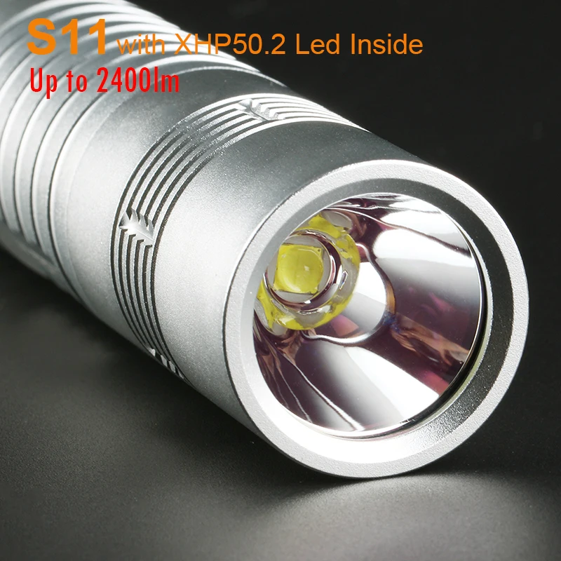 Powerful LED Flashlight Convoy S11 XHP50.2 Silver Torch Flash Light 26650 Camping Hunting Fishing Latarka Work Light Lanterna
Powerful LED Flashlight Convoy S11 XHP50.2 Silver Torch Flash Light 26650 Camping Hunting Fishing Latarka Work Light Lanterna