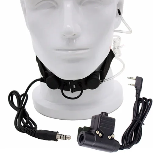 Z Tactical Throat Mic Z003 Air Tube гарнитура с U94 PTT для BaoFeng UV-5R TYT UV-82 радио желтого цвета CS |