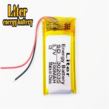 3.7V 200mAh 302035 Lithium Polymer Li-Po li ion Rechargeable Battery cells For Mp3 MP4 MP5 GPS PSP mobile bluetooth 
3.7V 200mAh 302035 Lithium Polymer Li-Po li ion Rechargeable Battery cells For Mp3 MP4 MP5 GPS PSP mobile bluetooth