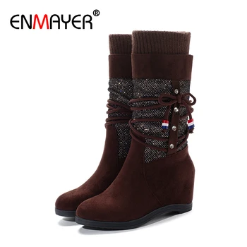 ENMAYER Mid-Calf Nubuck Flat with Sock Boots Winter Flock Slip-On Round Toe Strap Women Boots 2019 Flock Patchwork Wool
ENMAYER Mid-Calf Nubuck Flat with Sock Boots Winter Flock Slip-On Round Toe Strap Women Boots 2019 Flock Patchwork Wool