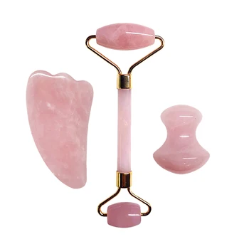 Rose Quartz Jade Roller Set Pink Crystal Face Massager Facial Massage Tool Guasha Board Gouache Scraper Natural Jade Face Roller
Rose Quartz Jade Roller Set Pink Crystal Face Massager Facial Massage Tool Guasha Board Gouache Scraper Natural Jade Face Roller