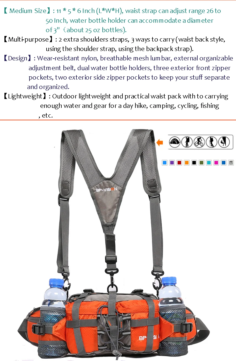 Professional 800D Outdoor Hiking Fanny Waist Packs Cycling Sport Bag Bicycle Multifunction For 6 Bottle Running Mountaineering Professional 800D Outdoor Hiking Fanny Waist Packs Cycling Sport Bag Bicycle Multifunction For 6 Bottle Running Mountaineering