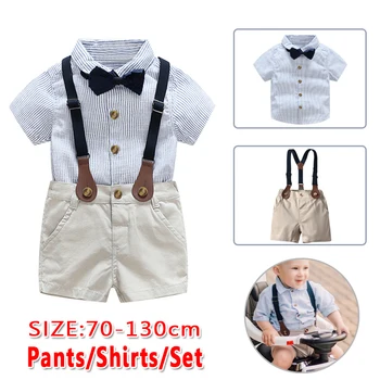 Children' s Sets Clothing Boy's Two Pieces Sets Short Stripe Sleeve Shirt+Suspender Trousers Cotton Apparel Whole Sale New Outfi 
Children' s Sets Clothing Boy's Two Pieces Sets Short Stripe Sleeve Shirt+Suspender Trousers Cotton Apparel Whole Sale New Outfi