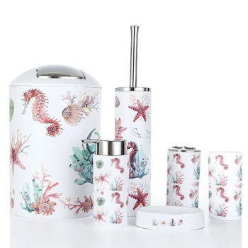Nordic 6Pcs/Set Printing Bathroom Accessory Set Lotion Dispenser Toothbrush Holder Tumbler Cup Soap Dish Toilet Brush Trash Can-
Nordic 6Pcs/Set Printing Bathroom Accessory Set Lotion Dispenser Toothbrush Holder Tumbler Cup Soap Dish Toilet Brush Trash Can-