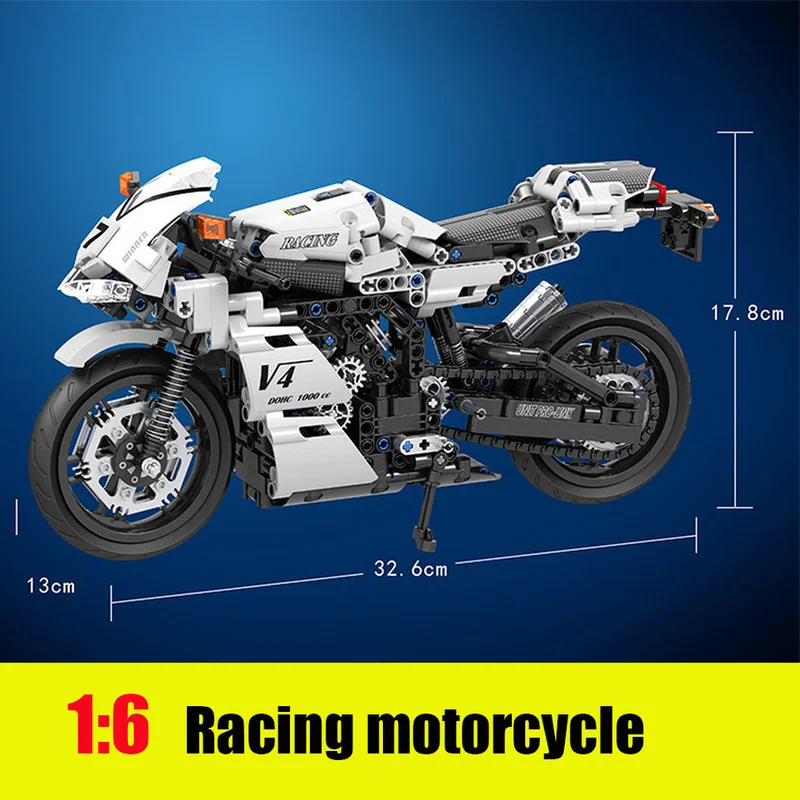 1:6 Wei Le 7047 large model simulation racing motorcycle Technology assembling building blocks toys boys Christmas gifts crafts.
1:6 Wei Le 7047 large model simulation racing motorcycle Technology assembling building blocks toys boys Christmas gifts crafts.