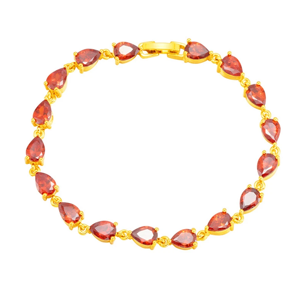Brillant Red Cubic Zircon Yellow Gold Filled Water Drop Shaped Womens Bracelet Fashion Wrist Chain
Brillant Red Cubic Zircon Yellow Gold Filled Water Drop Shaped Womens Bracelet Fashion Wrist Chain