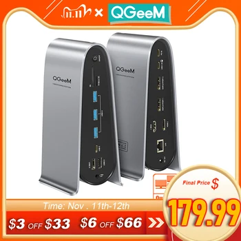 QGeeM Docking Station 17-IN-1 USB Hub 3.0 for Macbook Pro Xiaomi Laptop 4K Quadruple Display USB Type C HDMI DP Card Reader Dock 
QGeeM Docking Station 17-IN-1 USB Hub 3.0 for Macbook Pro Xiaomi Laptop 4K Quadruple Display USB Type C HDMI DP Card Reader Dock