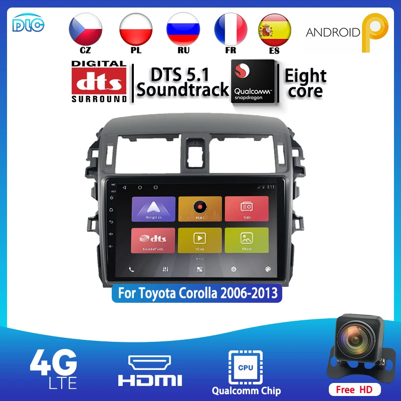 Android 9.0 4G+64G 8 core IPS 1280*720 QLED 4G wifi 2 din radio stereo head unit GPS navigation player for corolla 2006-2013
Android 9.0 4G+64G 8 core IPS 1280*720 QLED 4G wifi 2 din radio stereo head unit GPS navigation player for corolla 2006-2013