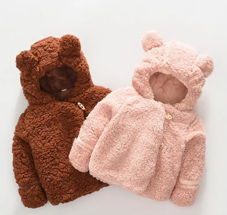 Фото New Autumn Winter Baby Toddler Cardigan Casaco Cute Ear Fleece Unisex Warm Coat Outerwear Soft Hooded Cloak Infant Jacket | Мать и