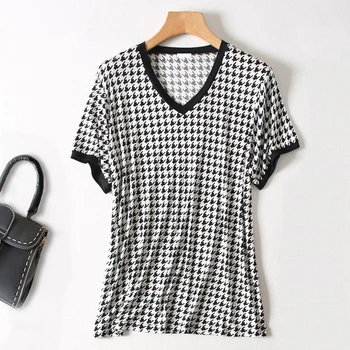 Women's Silk Tee T-Shirt Short-Sleeve 100% Pure Silk Casual Summer V-Neck Tops Shirts Swallow gird Printed 3XL
Women's Silk Tee T-Shirt Short-Sleeve 100% Pure Silk Casual Summer V-Neck Tops Shirts Swallow gird Printed 3XL