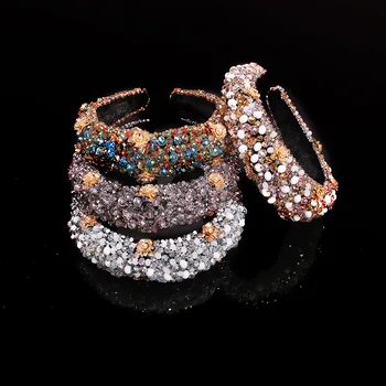 

New Wholesale Crystal Beaded Fabric Headband Luxurious Wide-brim Exaggerated Baroque Headband Specially Designed for Women