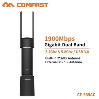 COMFAST USB Wifi Adapter 1900Mbps 2.4Ghz & 5.8Ghz Dual Band wifi Dongle Plug And Play AC Network Card USB Wifi Antenna CF-939AC
COMFAST USB Wifi Adapter 1900Mbps 2.4Ghz & 5.8Ghz Dual Band wifi Dongle Plug And Play AC Network Card USB Wifi Antenna CF-939AC