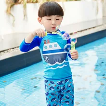 2019 nouveau Style KID'S maillots de bain garçon fendu Type bébé enfants voilier grand garçon maillot de bain trois pièces ensemble Tour bain Sui(China)