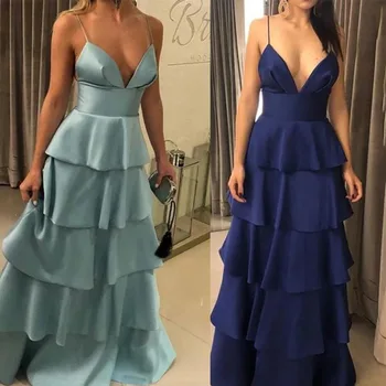 Tiered Prom Dresses 2019 Sexy V-neck Evening Gown For Women Cheap Plus Size Satin Formal Backless Long Dress Robe De Soiree
Tiered Prom Dresses 2019 Sexy V-neck Evening Gown For Women Cheap Plus Size Satin Formal Backless Long Dress Robe De Soiree