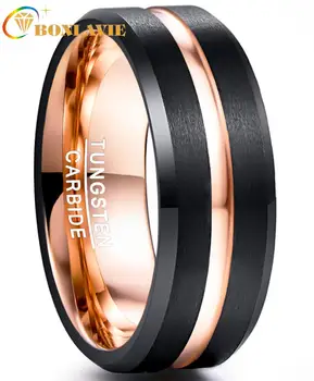 Tungsten Steel Ring 8MM Wide Men's Ring Tungsten Carbide Black Electroplated Rose Gold Matte Surface with Grooved Angle
Tungsten Steel Ring 8MM Wide Men's Ring Tungsten Carbide Black Electroplated Rose Gold Matte Surface with Grooved Angle