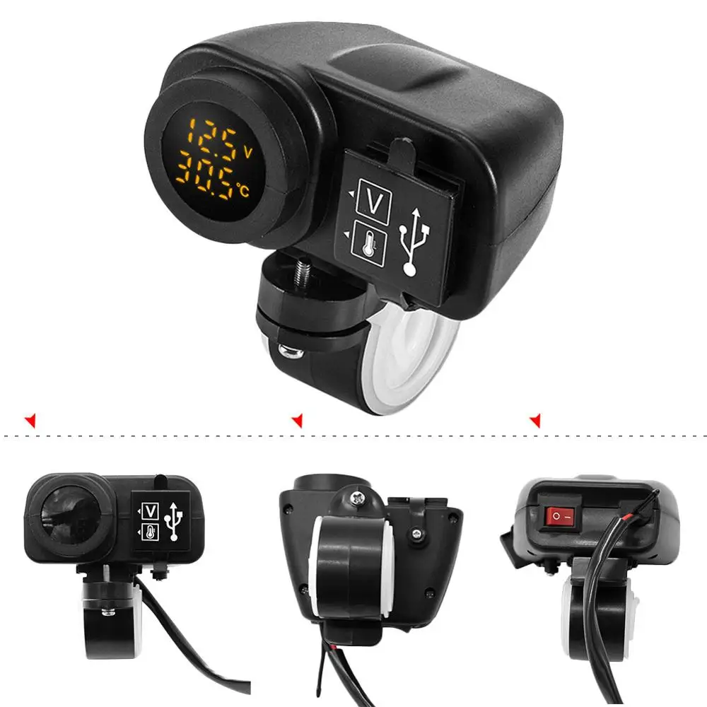 Motorcycle Phone Charger Digital Display Motorcycle Dual USB Charger Voltmeter Thermometer for Cell Phone Motorcycle USB Charger
Motorcycle Phone Charger Digital Display Motorcycle Dual USB Charger Voltmeter Thermometer for Cell Phone Motorcycle USB Charger