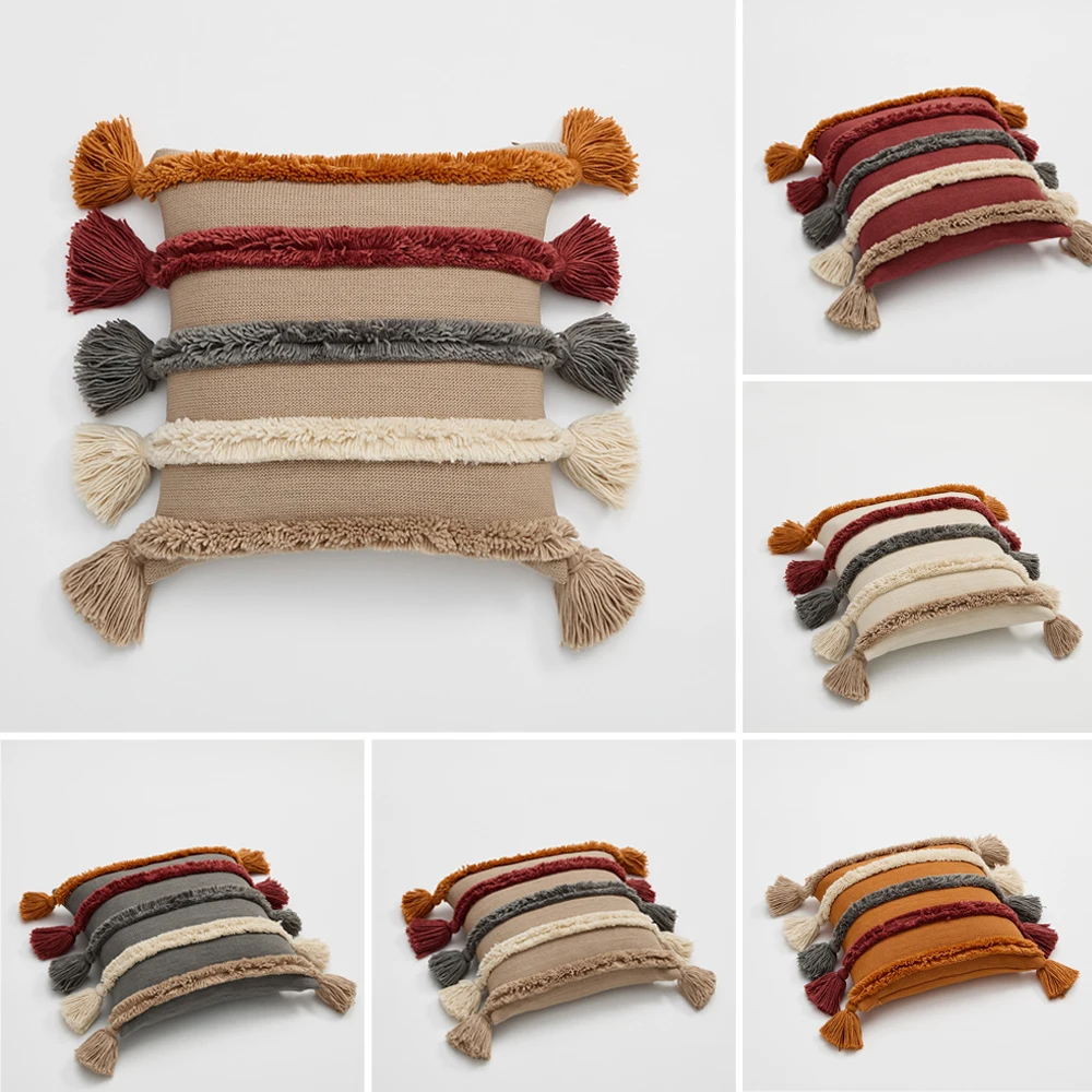 Bohemian Decor Tufted Cushion Cover Colorful Stripe Tassel Living Room Sofa Bedroom Decoration Knitted Throw Pillow Case Cover
Bohemian Decor Tufted Cushion Cover Colorful Stripe Tassel Living Room Sofa Bedroom Decoration Knitted Throw Pillow Case Cover