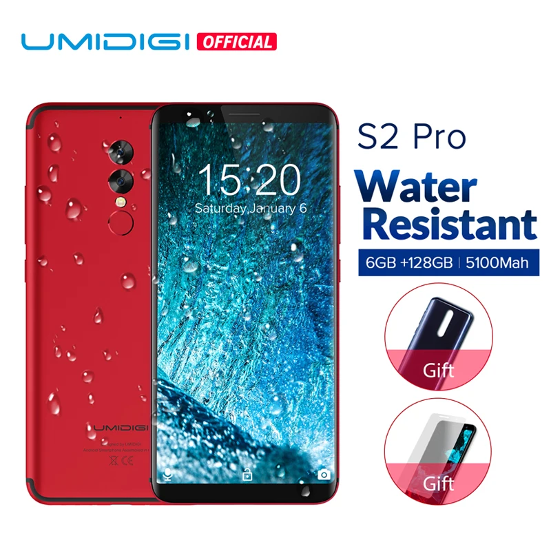 UMIDIGI S2 Pro Full Screen Waterproof Mobile Phone 5100Mah 6GB+128GB Helio P25 Octa-Core Android 7.0 4G LTE Dual SIM Smartphone
UMIDIGI S2 Pro Full Screen Waterproof Mobile Phone 5100Mah 6GB+128GB Helio P25 Octa-Core Android 7.0 4G LTE Dual SIM Smartphone