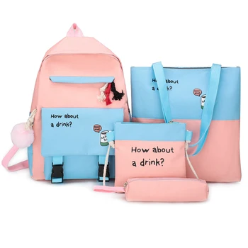 4pcs/set Durable Women Canvas Shoulders Bags Large Capacity Casual Fashion Casual Pen Case Hit Color Clutch Backpack 
4pcs/set Durable Women Canvas Shoulders Bags Large Capacity Casual Fashion Casual Pen Case Hit Color Clutch Backpack
