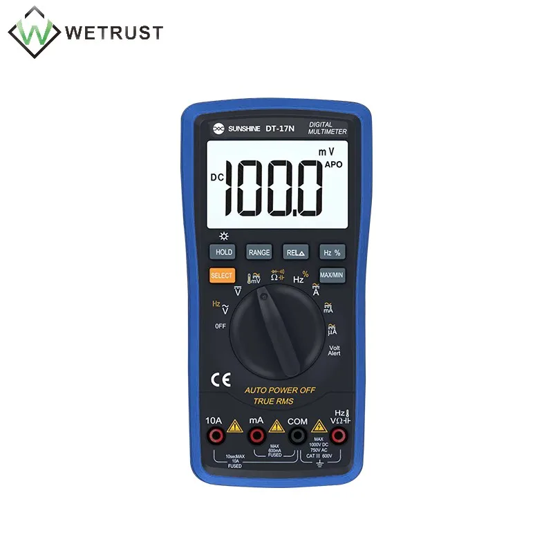 SUNSHINE DT-17N Multimeter Fully Automatic High Precision Digital Display AC DC Voltage and Current Resistance Measurement
SUNSHINE DT-17N Multimeter Fully Automatic High Precision Digital Display AC DC Voltage and Current Resistance Measurement