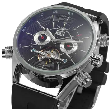 JARAGAR Tourbillon Mechanical Mens Watches Top Brand Luxury Skeleton Dial Date Working Sub-dial Rubber Strap Sport Wristwatch
JARAGAR Tourbillon Mechanical Mens Watches Top Brand Luxury Skeleton Dial Date Working Sub-dial Rubber Strap Sport Wristwatch