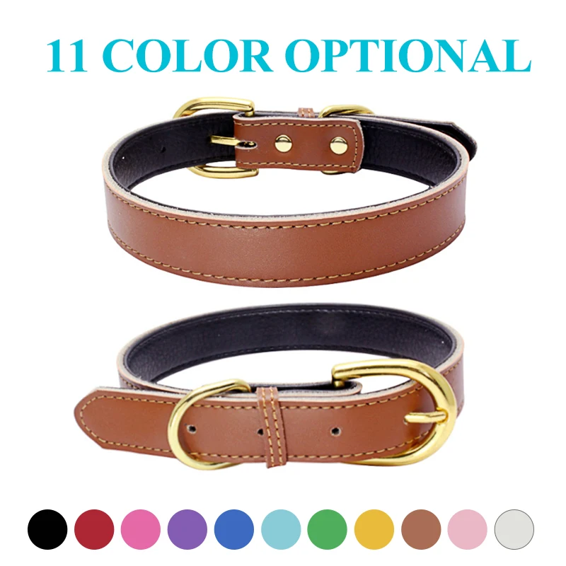 Simple Dog Cat Collar Real Leather Durable Adjustable Pet Neck Strap For Small Medium Big Dogs Gold-Plated Accessories Pet Chain
Simple Dog Cat Collar Real Leather Durable Adjustable Pet Neck Strap For Small Medium Big Dogs Gold-Plated Accessories Pet Chain