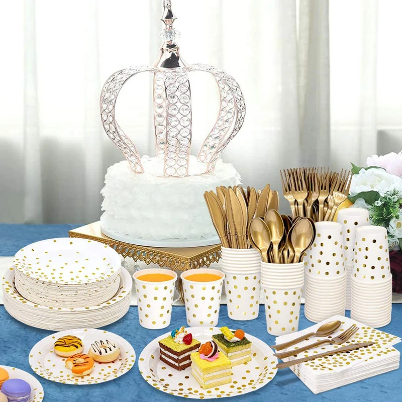 Wedding party Bronzing golden dots party disposable tableware set supplies paper tray for baby shower birthday party supplies
Wedding party Bronzing golden dots party disposable tableware set supplies paper tray for baby shower birthday party supplies