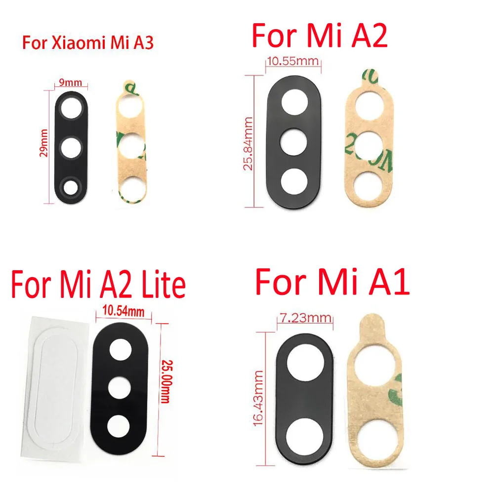 2 шт. задняя камера стеклянный объектив для Xiaomi Mi A1 A2 lite A3 с клеем запасные
