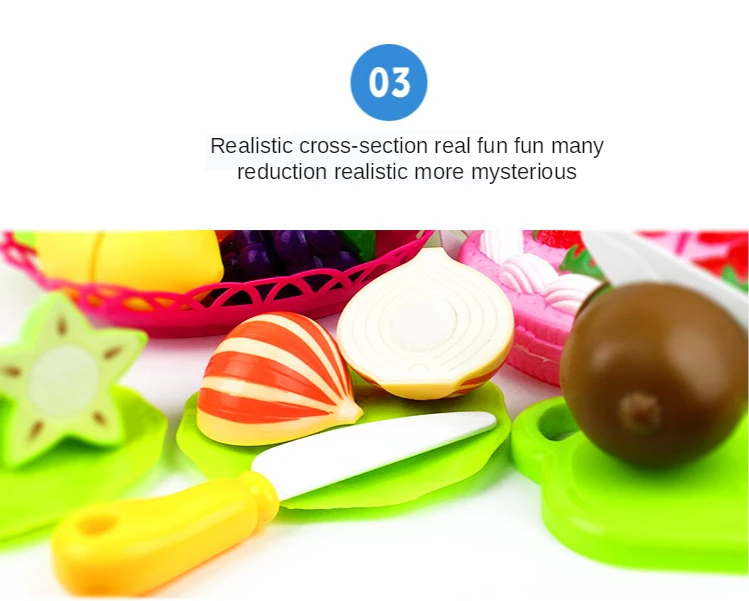 Zestaw zabawek 45 sztuk - plastikowe owoce, warzywa i pizza dla dzieci w zestawie kuchnia, zabawki edukacyjne - Wianko - 4