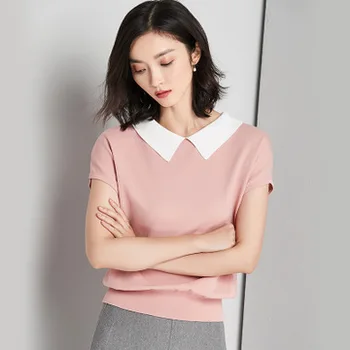 2020 NEW summer new Korean version of the t-shirt short-sleeved ice silk sweater women's sweater lapel Slim shirt
2020 NEW summer new Korean version of the t-shirt short-sleeved ice silk sweater women's sweater lapel Slim shirt