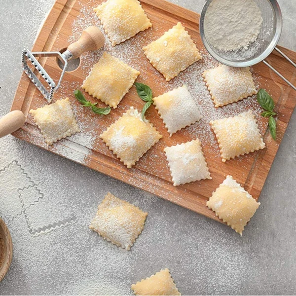 Ravioli Maker Cutter Stamp Set-Leading Dough Cutter and Press Stamps with Wooden Handle-For Ravioli, Pasta, Dumplings Lasagna
Ravioli Maker Cutter Stamp Set-Leading Dough Cutter and Press Stamps with Wooden Handle-For Ravioli, Pasta, Dumplings Lasagna