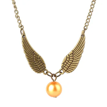 

10 Geometric round Snitch Thief Harry series Necklace Feather Angel wings Vintage Men movie Pendant Necklace lucky gift jewelry