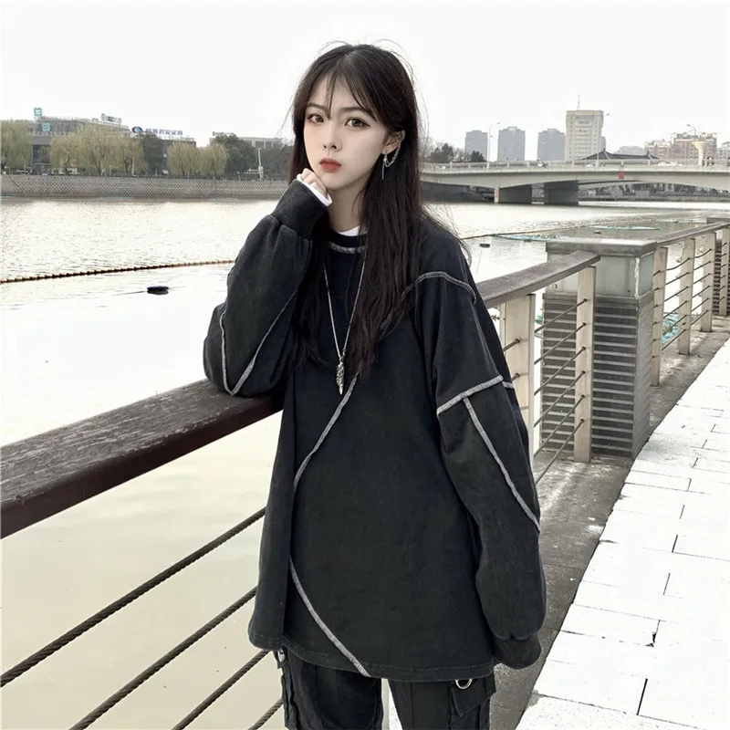 Lychee Harajuku Sewing Design Long Sleeve Women Tracksuit Loose Crew Neck Autumn Women Pullovers Solid Color Lady Sweatshirt
Lychee Harajuku Sewing Design Long Sleeve Women Tracksuit Loose Crew Neck Autumn Women Pullovers Solid Color Lady Sweatshirt