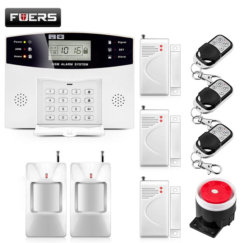 FUERS DP500 Home Security Alarm system Metal Remote Control Voice Wireless Door sensor LCD Display Siren Kit SIM SMS GSM Alarm
FUERS DP500 Home Security Alarm system Metal Remote Control Voice Wireless Door sensor LCD Display Siren Kit SIM SMS GSM Alarm