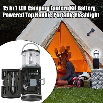 15 In 1 Hanging Flashlight Hiking Emergency Indoor Outdoor Screwdriver Tapeline Battery Powered LED Camping Lantern Kit Portable
15 In 1 Hanging Flashlight Hiking Emergency Indoor Outdoor Screwdriver Tapeline Battery Powered LED Camping Lantern Kit Portable