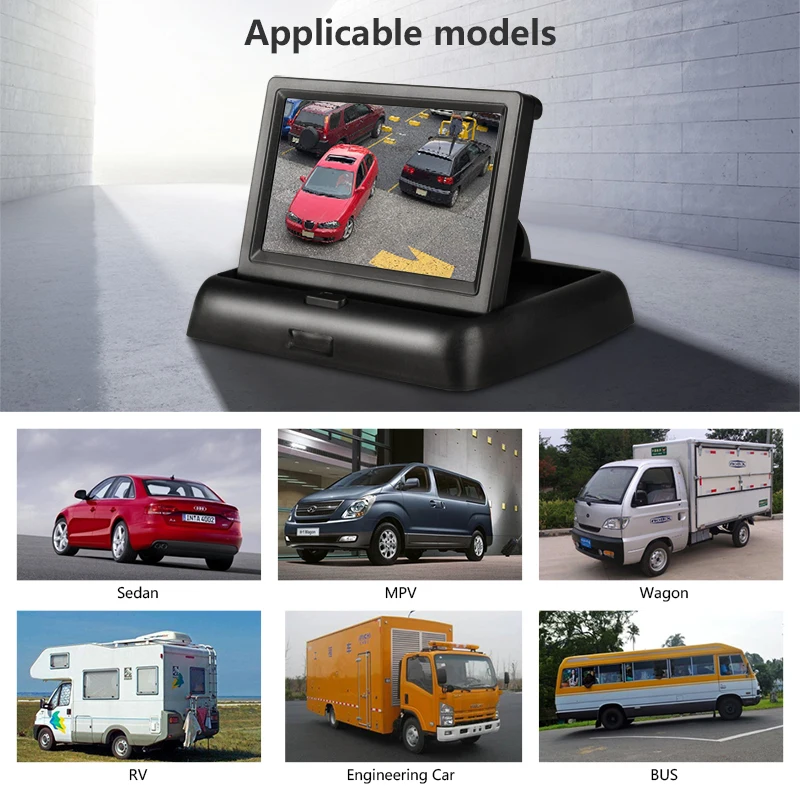 Wireless 4.3 Inch TFT LCD Car Monitor Foldable Monitor Display Reverse Camera Parking System for Car Rearview Monitors NTSC PAL
Wireless 4.3 Inch TFT LCD Car Monitor Foldable Monitor Display Reverse Camera Parking System for Car Rearview Monitors NTSC PAL