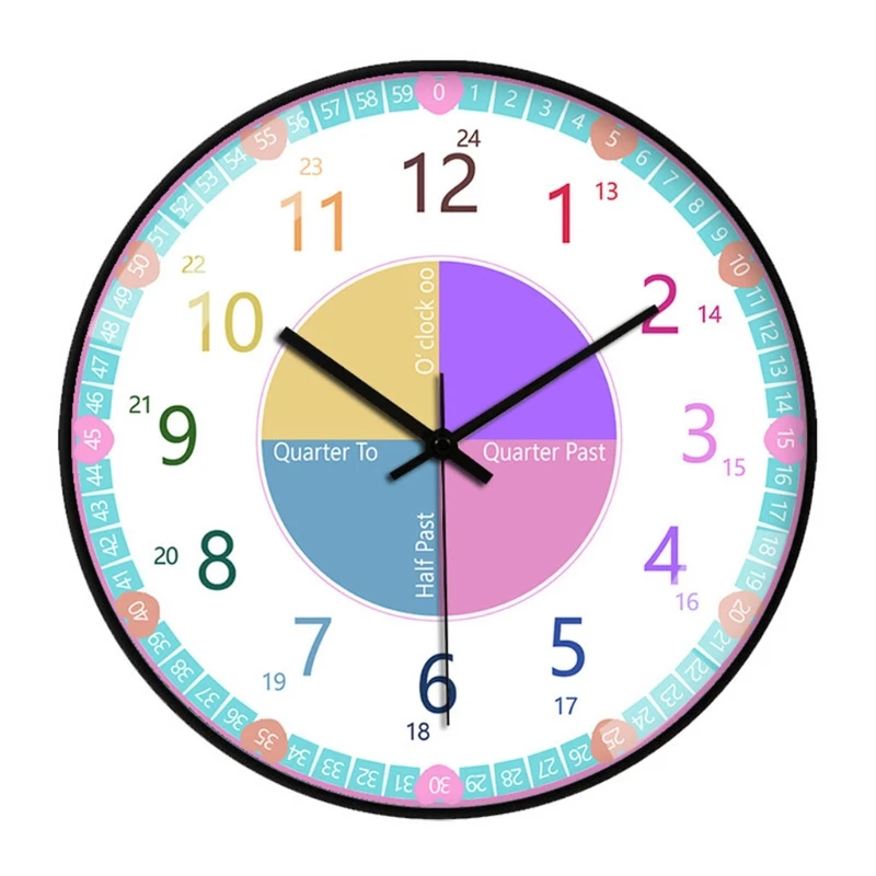

Educational Wall Clock for Children Kid's Teaching Clock Learn to Tell Time