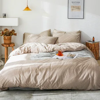 100% knitted cotton bedding set stripe duvet cover 240x220 bed sheets pillowcase bed linen japan style bedsheet set 
100% knitted cotton bedding set stripe duvet cover 240x220 bed sheets pillowcase bed linen japan style bedsheet set