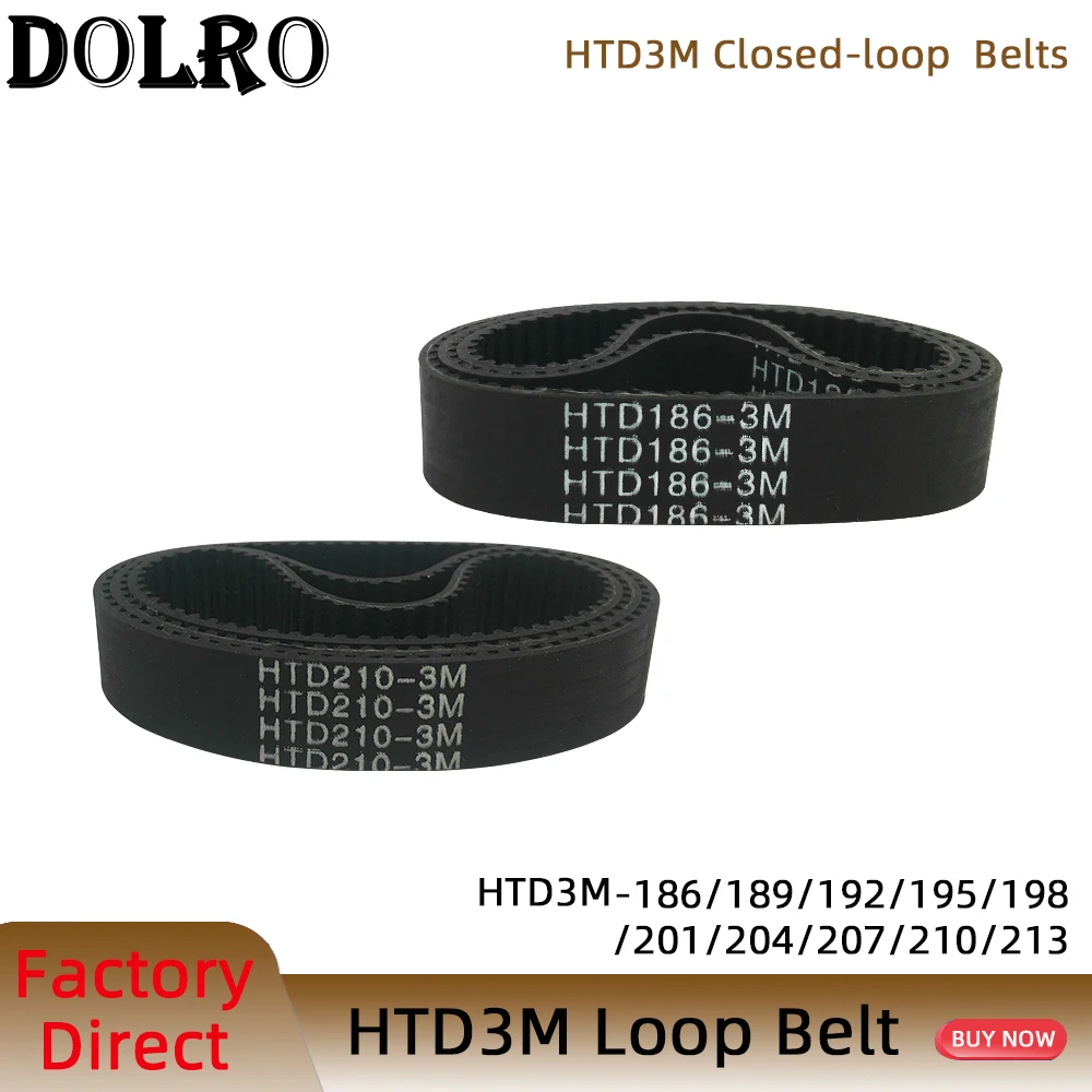 

Arc HTD 3M Timing belt C=186 189 192 195 198 201 204 207 210 213 width 6/9/10/12/15/20mm Rubbe Closed Loop Synchronous pitch 3mm